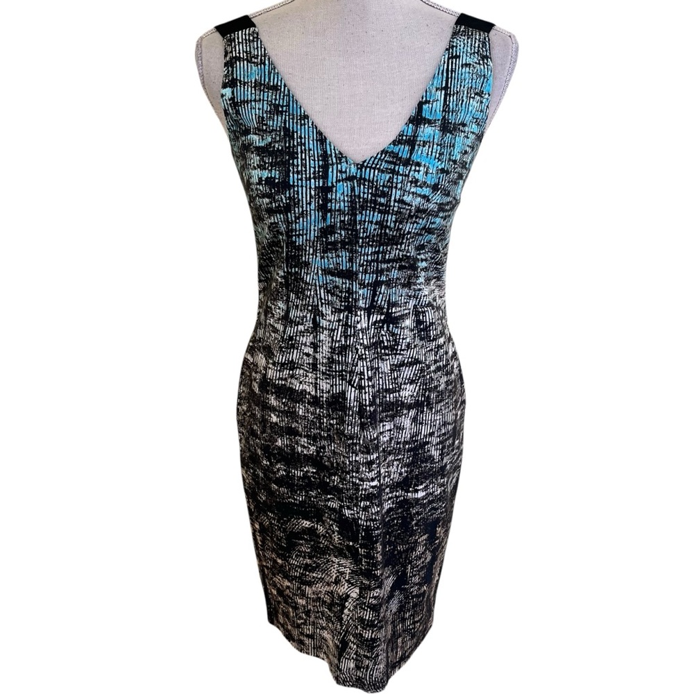Les Copains Black/Blue/White Ombre Stretch Cotton Sleeveless Sheath Dress 40(4)